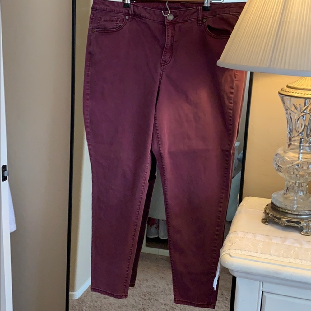 Plum skinny jeans